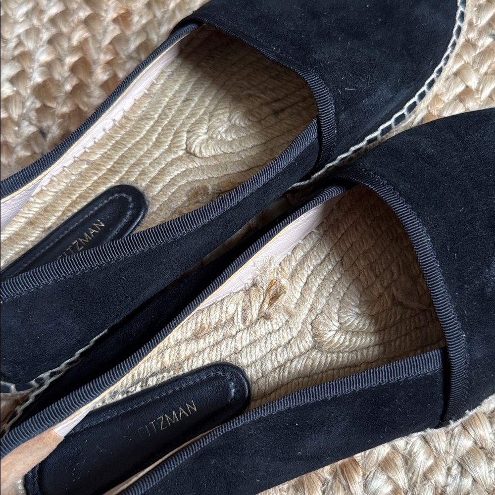 Stuart Weitzman 9M Black Suede Flat Espadrille Shoes - Picture 11 of 11